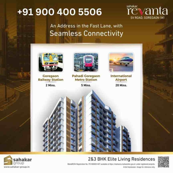 2 BHK Flats, Apartment for sale in Sahakar Revanta SV Road Goregaon West