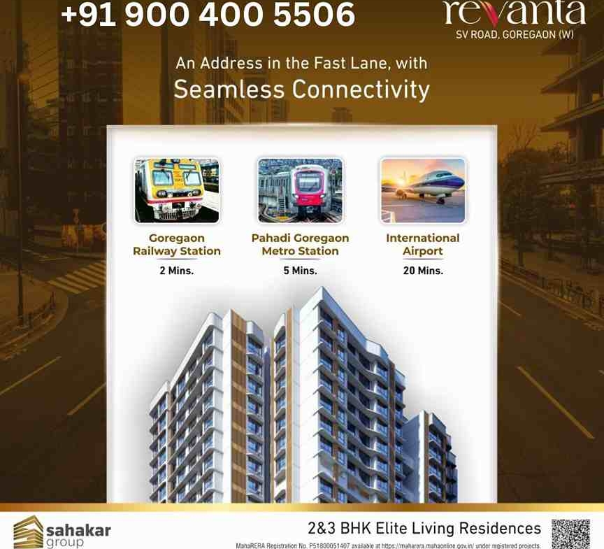 2 BHK Flats, Apartment for sale in Sahakar Revanta SV Road Goregaon West